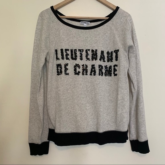 Express Sequined Lieutenant De Charme Sweatshirt Women's Size Med - Picture 4 of 7